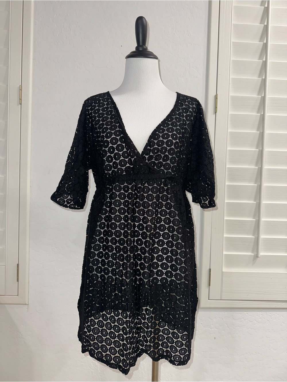 KENNETH COLE REACTION L~TUNIC DRESS SWIMSUIT BIKINI COVER UP~FLORAL LACE DESIGN